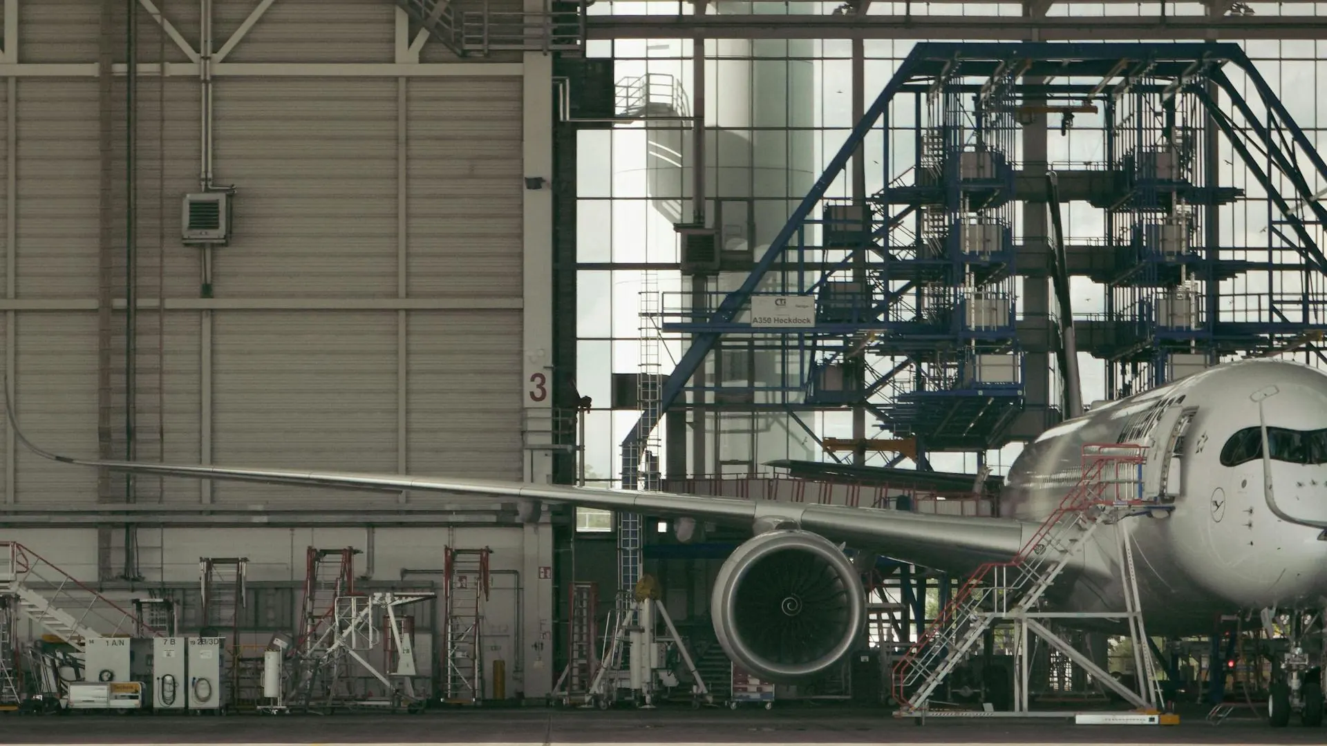Aircraft in maintenance hangar — Jetstream safety standards
